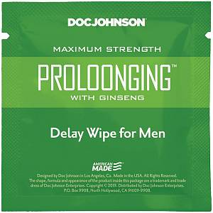 Салфетка-пролонгатор Doc Johnson Delay Wipe For Men - экстракт женьшеня