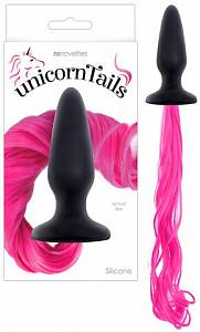 Анальная пробка с хвостом Unicorn Tails, черная