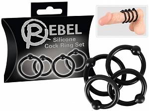 Набор эрекционных колец Rebel Silicone Cock Ring Set, черные