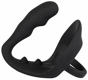 Эрекционное кольцо со стимуляцией простаты Black Velvets, черное