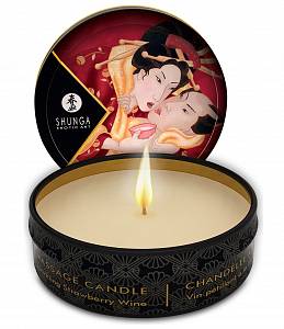 Массажная свеча Shunga Mini Massage Candle Parkling Strawberry Wine - клубничное вино, 30 мл