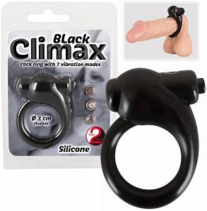 Эрекционное кольцо с вибрацией Black Climax Cock Ring, черное