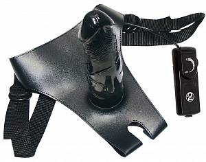 Женский страпон с вибрацией Queeny Love Black Strap-On, черный