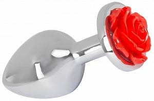 Анальная пробка Rose Butt Plug, серебристая