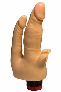 Двойной вибратор Mad Egzo Evolution - 17 см, телесный