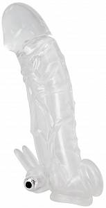 Насадка на член с вибрацией Crystal Skin, прозрачная