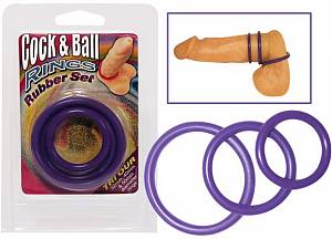 Набор эрекционных колец Cock & Ball Ring Rubber Set, фиолетовые