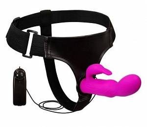 Женский страпон с вибрацией Ultra Harness, фиолетовый