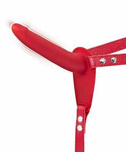 Страпон с вибрацией Fetish Tentation Vibrating Strap-On with Dildo, красный