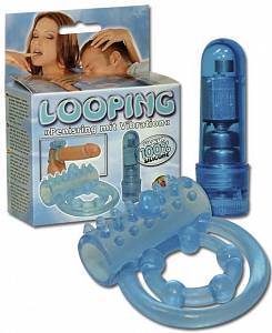 Виброкольцо Looping Penisring Mit Vibration, голубое